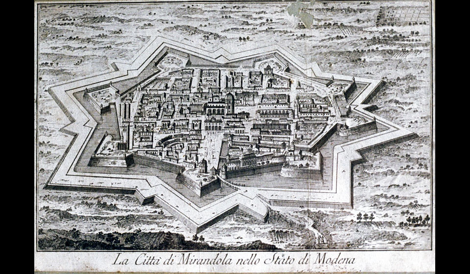 F. Bertelli, La citt&agrave; di Mirandola nello stato di Modena, ante 1638