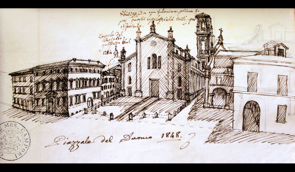 G. Paltrinieri, Piazzale del Duomo, 1848