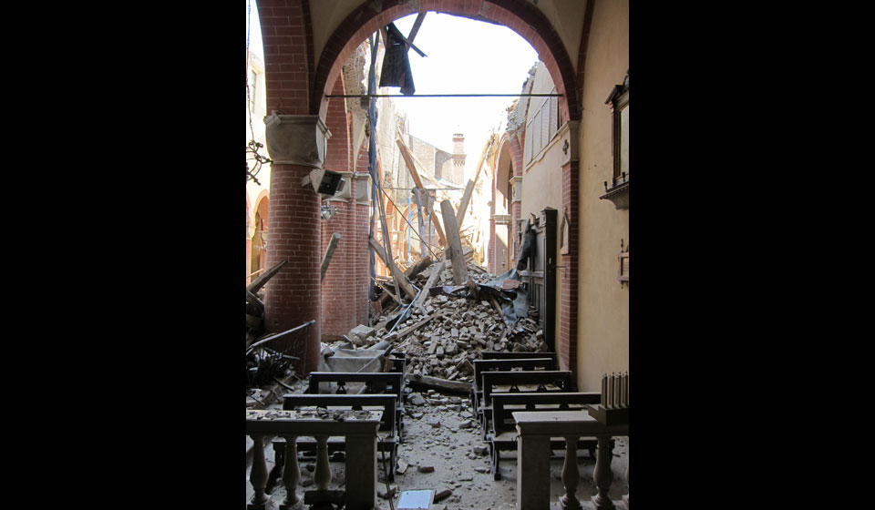 navata laterale, crollo della volta