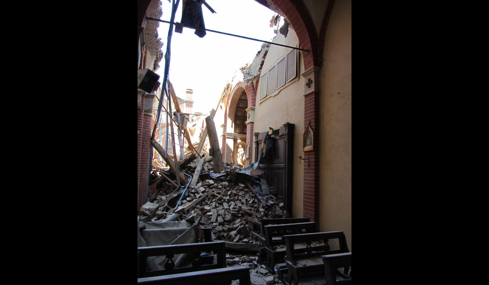 navata laterale sinistra, crollo della volta