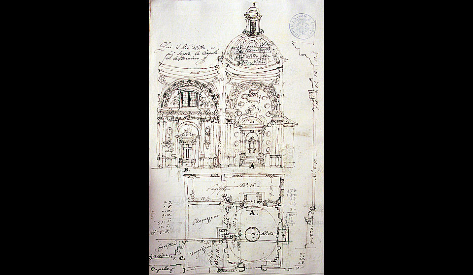 G. Paltrinieri, veduta di due altari dell&rsquo;Oratorio del Rosario, XIX sec.