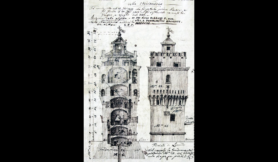 G.Paltrinieri, Studi dell'interno del torrione, particolare, XIX sec.