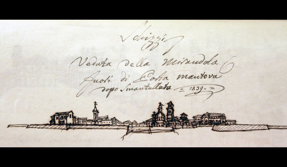 G. Paltrinieri, veduta della Mirandola, XIX sec.